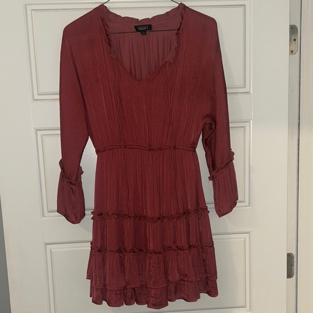 GGO Women's Red Ruffle Dress